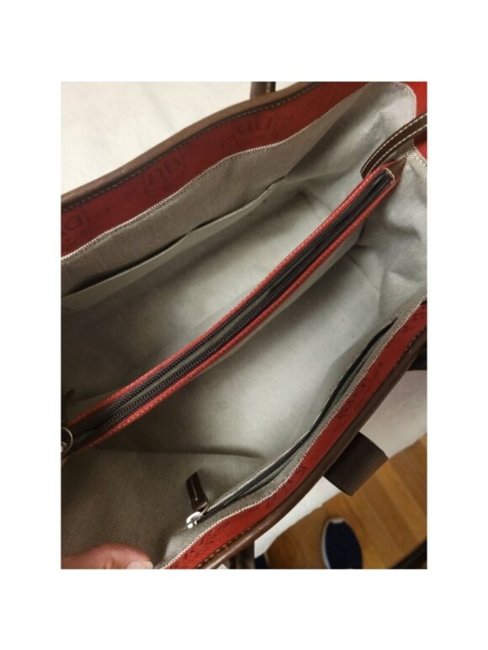 Dooney & Bourke Red Canvas Leather Satchel Tote Bag Matching Pouch Classic Prep - Picture 10 of 12